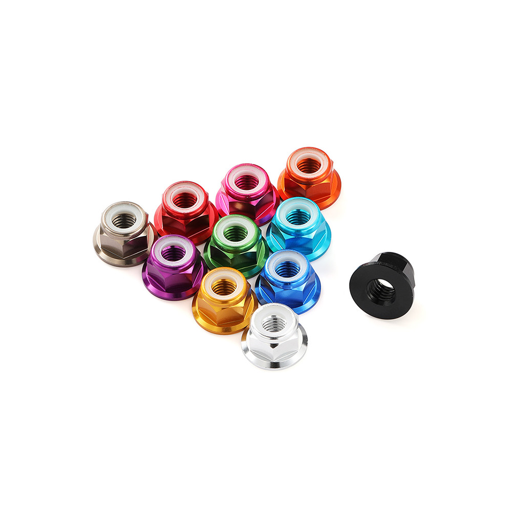 M2 M2.5 M3 M4 M5 M6 M8 Hợp Kim Nhôm Nhiều Màu Sắc Mặt bích Đai ốc Nylon Chèn Khóa Đai ốc Tự khóa Đai ốc Chống looseNut CW cho RC