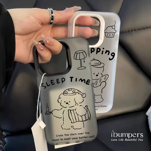 ibumpers Ốp Điện Thoại iPhone Dễ Thương Đơn Giản Buồn Ngủ Họa Tiết Hoạt Hình Ốp Lưng Trong Suốt Nhám Mờ Chống Bẩn Chống Sốc Cho IPhone 16 15 14 12 13 11 Pro Max IP 7 8 Plus X XS XR