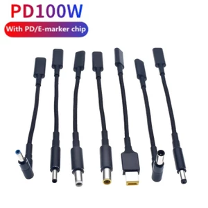 100W PD USB Type-C Nữ đến 5.5 * 1.7 4.0 * 1.7 6.5 * 4.4 5.5 * 3.0 Nam Cáp Sạc Jack DC Cho Laptop Acer / Sony / Samsung 65W / 90W, 15cm