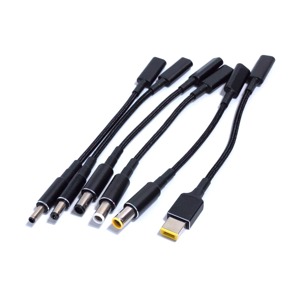 100W PD USB Type-C Nữ đến 5.5 * 1.7 4.0 * 1.7 6.5 * 4.4 5.5 * 3.0 Nam Cáp Sạc Jack DC Cho Laptop Acer / Sony / Samsung 65W / 90W, 15cm