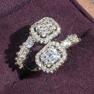 Châu Âu Mỹ ins Nhẫn Hình Học Zircon Phong Cách Mới Nữ