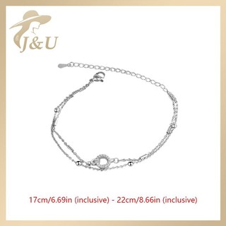 JU Hợp Thời Trang Hai Lớp Hạt Tròn Nhỏ Vòng Tay Nữ Vòng Tay Màu Bạc Đơn Giản Dây Xích Nữ Vòng Tay Trang Sức VN