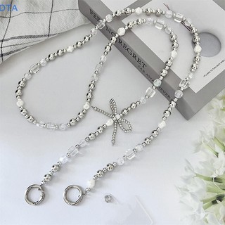 [DTA] Dây Đeo Điện Thoại Di Động Dây Đeo Ngang Nơ Hạt Bạc Dây Điện Thoại Cho Dây Cổ Chống Mất PO