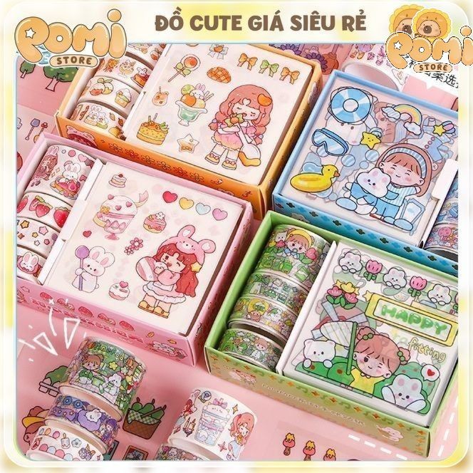 Hộp Sticker Dán Momo Gồm 4 Cuộn + 10 Miếng Dán Lẻ Cắt Sẵn Dùng Trang ...