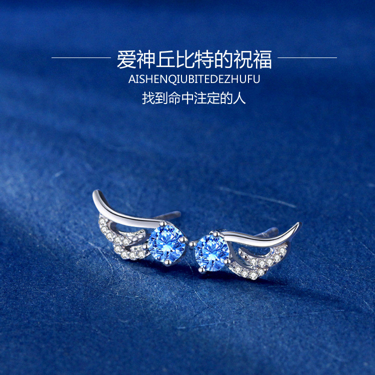 Bông tai đôi cánh thiên thần bạc S925 thời trang Nữ tính khí độc đáo