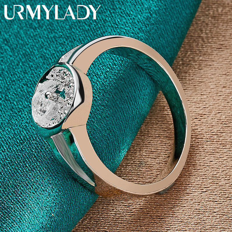 URMYLADY Bạc 925 Trăng Tròn Zircon 7-10 # Nhẫn Nữ Cưới Quyến Rũ Trang Sức Thời Trang