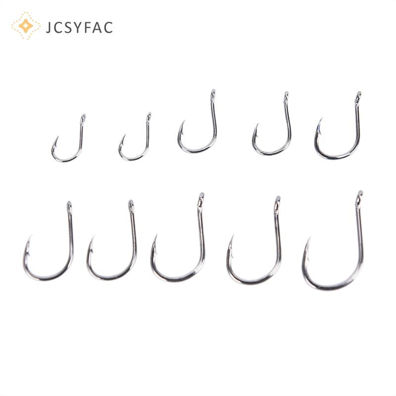 Jcsyfac 100 Cái / lốc Móc Câu Cá Thép Carbon Mồi Thép Gai Móc Câu Cá Thép Không Gỉ Mới