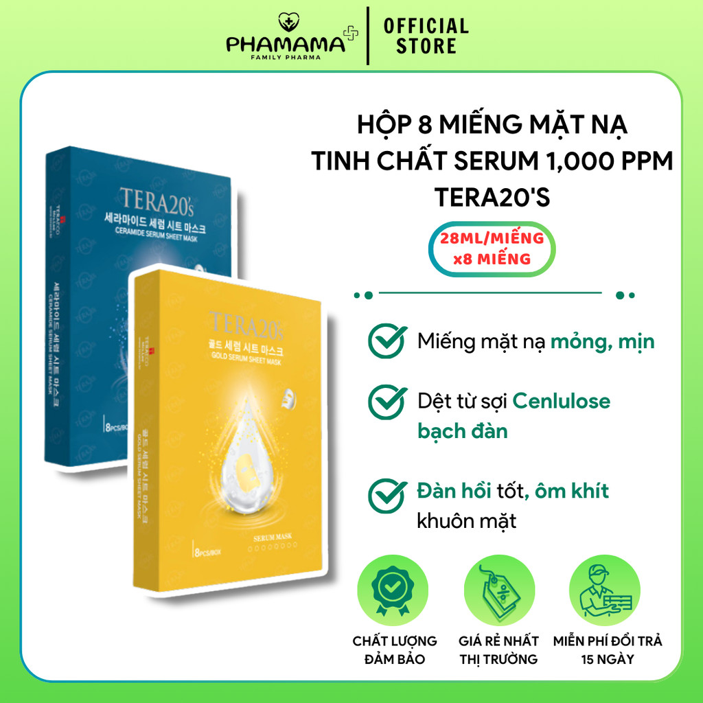 Ảnh Hộp 8 miếng mặt nạ dưỡng da Tera20's tinh chất serum 1,000 PPM 28ml 2