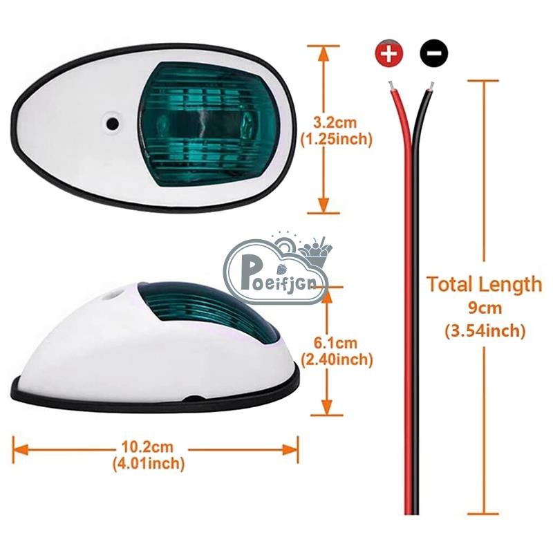 [Poeifjgn] Đèn điều hướng LED Thuyền bên Đèn tín hiệu Đèn cảnh báo Đèn du thuyền