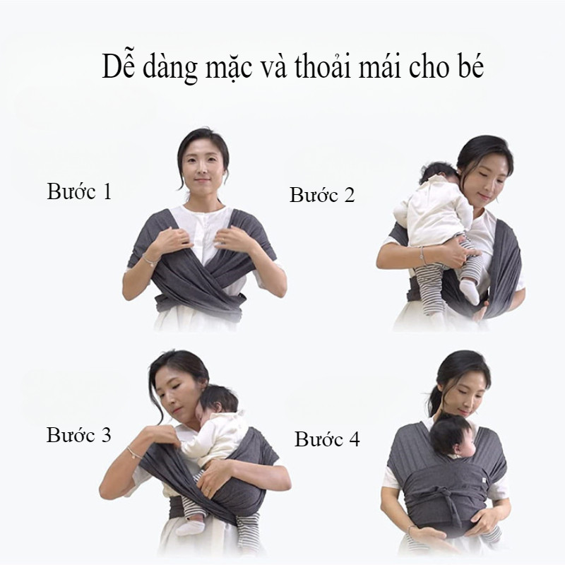 Địu Vải Cao Cấp Cho Bé,Địu vải em bé,Địu Vải Em Bé Chất Liệu Cotton Mịn Mát,0-36 tháng mềm mại, thoáng khí,co giãn
