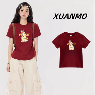 XUANMO Local brand Áo baby tee Áo Thun ôm body Áo y2k cotton Áo phông nữ ngắn tay màu đỏ áo ngắn cổ điển kiểu Mỹ 2025