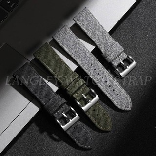 Hàng sẵn có- Dây đeo đồng hồ bằng da Nylon 20mm 22mm Phong cách Anh Quốc Vintage Dệt vải da bò Dây đeo đồng hồ phát hành nhanh Vòng đeo tay nam nữ Đen xám xanh xanh