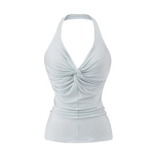 Phong Cách Mới Cổ Chữ V Xoắn Dây Đeo Cổ Gợi Cảm Skinny Nữ Top