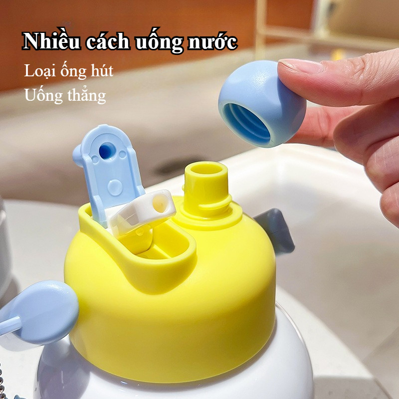 Bình nước dung tích lớn 800ml, Chai nước di động, chai nước nhựa, Thiết kế dễ thương