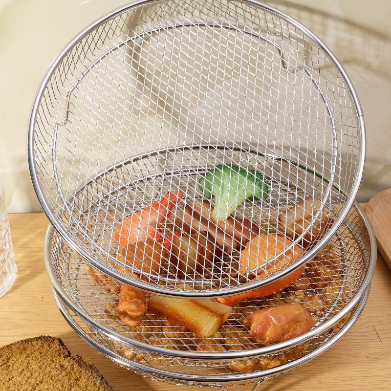 Bộ nướng bánh nồi chiên không khí chuyên nghiệp - Chảo thép không gỉ tròn có tay cầm chống trượt