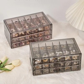 Hộp phân loại trang sức MEGOCE, Hộp trang sức trong suốt Acrylic dung tích lớn, Phong cách ngăn kéo chất lượng Hộp lưu trữ bông tai nhiều lớp Vòng cổ bông tai