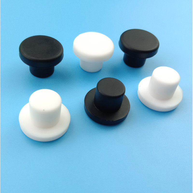 Chân Cao Su Silicon Nút Cao Su Lỗ Mũ Silicone Loại T Cắm Nút Chai Trắng / Đen Nhựa Tròn Kiểm Tra Nắp Ống