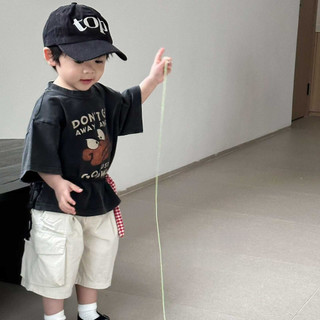 Mùa Hè Phong Cách Mới Bé Trai Đau Khổ Phong Cách Hàn Quốc Áo Thun Tay Ngắn Trẻ Em Đẹp Trai Hoạt Hình In Chữ Thường Ngày Hàng Đầu