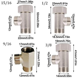 Đầu nối van 3 chiều UMITY Tee Joint, Đầu nối bộ chuyển đổi van 3 / 8 '1 / 2' 9 / 16 '15 / 16' T bền bỉ, Phụ kiện hệ thống nước phòng tắm Phụ kiện ghế vệ sinh bằng đồng thau đính kèm