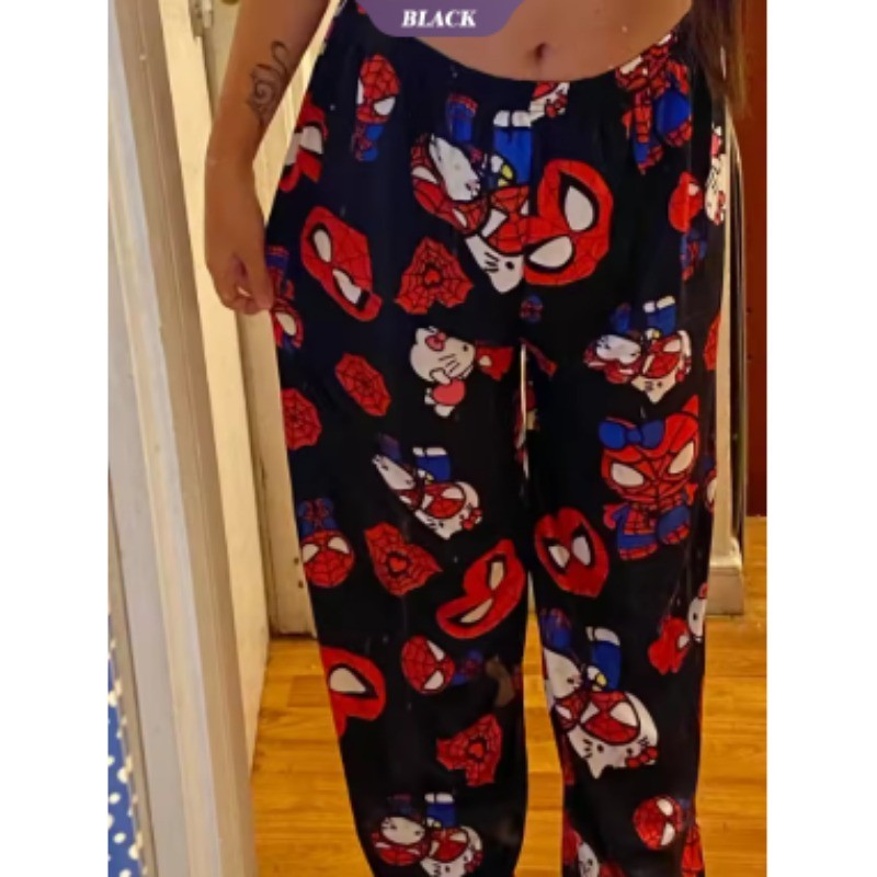 Hello Kitty Người Nhện Rời Pyjama Quần Mùa Hè Mỏng Phần Nam Nữ Hoạt Hình Giải Trí Quần Nhà [BL]