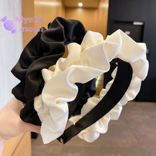 [Huyền bí] Dây buộc tóc rộng thời trang dành cho nữ Mũ đội đầu bằng vải màu trơn cho bé gái Dây buộc tóc xếp li Phụ kiện tóc nữ [Mới]