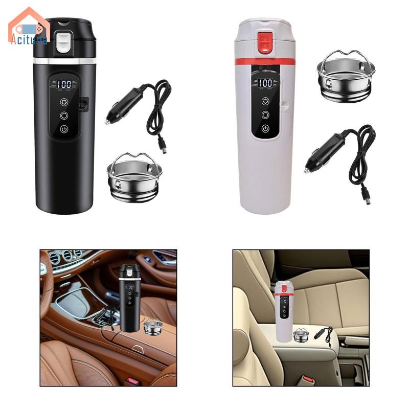 Acuuna 12V 24V Ấm Siêu Tốc Ô Tô Nồi Hơi Ấm Siêu Tốc Điện Hiển Thị Nhiệt Độ Sưởi Ấm Cốc Uống Nước Làm Nóng Thông Minh Cốc Ô Tô Cho Cắm Trại
