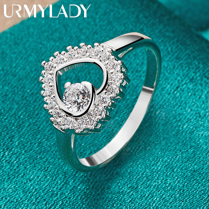 URMYLADY Bạc 925 Tình Yêu Zircon 7-10 # Nhẫn Dành Cho Nữ Người Yêu Cưới Thời Trang Quyến Rũ Trang Sức