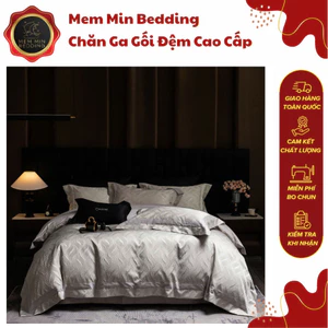 Bộ Chăn Ga Gối Gấm Cao Cấp Họa Tiết Dệt Nổi Tinh Tế Thiết Kế Đạo Đáo Thanh Lịch - MemMinbedding Luxury