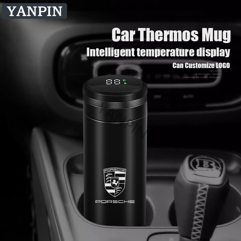 Dành Cho Xe Porsche Nhiệt Độ Cốc Hiển Thị Nhiệt Độ Giữ Nhiệt Cốc Thông Minh Giữ Nhiệt Cốc Panamera Macan Cayenne Taycan 917 718 911