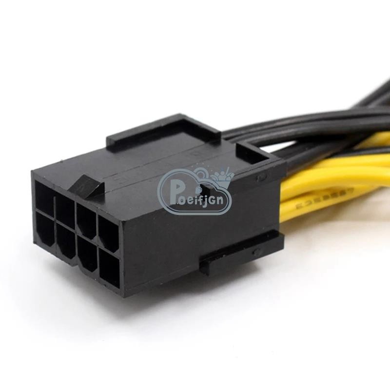 Cpu EPS 8Pin sang 2 cổng PCIe 8Pin Dual PCI-E 6 + 2Pin Y Splitter Miner GPU Card đồ họa Dây cáp cấp nguồn 18AWG 20CM