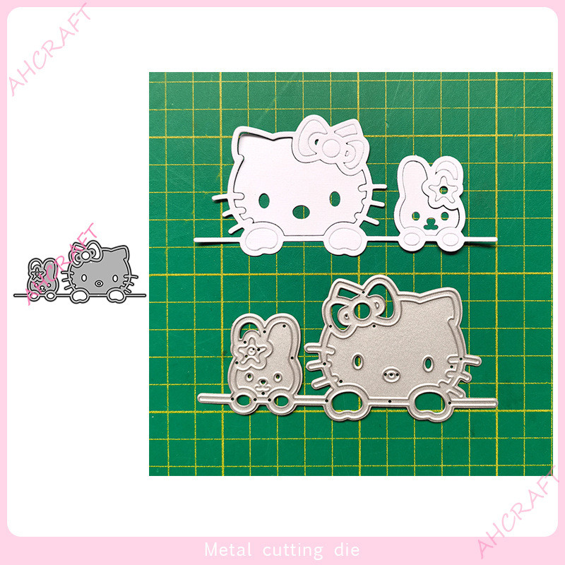 Mèo HelloKitty Kim Loại Thép Carbon Khắc Khuôn Sổ Lưu Niệm DIY Cắt Dập Nổi Mẫu 5199