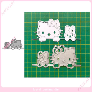 Mèo HelloKitty Kim Loại Thép Carbon Khắc Khuôn Sổ Lưu Niệm DIY Cắt Dập Nổi Mẫu 5199