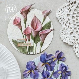 JIANWU Hoa Và Cỏ Tình Yêu Series Vintage Cứu Trợ Phong Cảnh Cắt Băng Chất Liệu Giấy Sáng Tạo Rác Tạp Chí Văn Phòng Phẩm