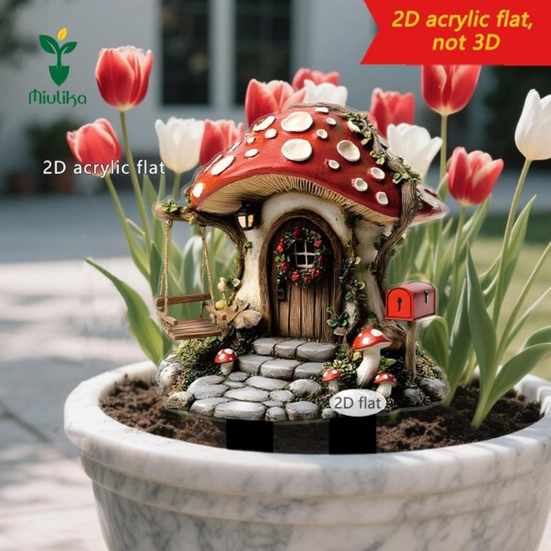Miulika Acrylic Nấm trang trí sân vườn, nghệ thuật ngoài trời, quà tặng mới lạ