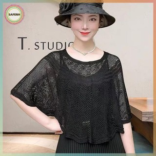 SAFENH Khăn choàng dệt kim rỗng, áo choàng smock chống nắng dành cho nữ, phù hợp mùa hè thanh lịch
