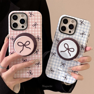 [Sheren] Vỏ điện thoại giá đỡ nơ kẻ sọc Thích hợp cho i17 16 15 14 13 12 11 pro max Vỏ bảo vệ chống sốc