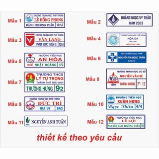 Bảng tên và số điện thoại ba mẹ, ủi quần áo cho bé các trường mầm non lớp mầm,chồi không bong tróc theo chuẩn trường học