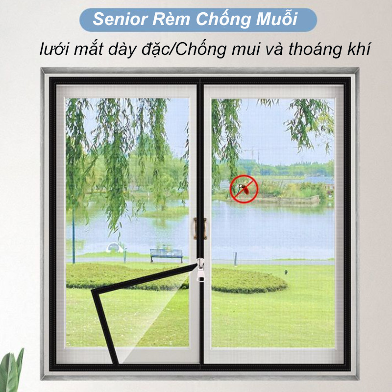 Senior Rèm Chống Muỗi Lưới chống Muỗi Rèm Cửa Sổ Cửa Sổ Tự Dính Có Khóa Kéo lưới mắt dày đặc