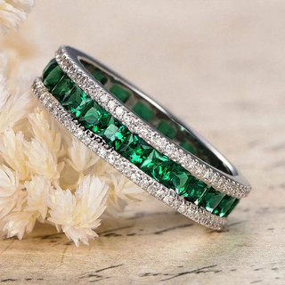 Nhẫn Zircon Xanh Âu Mỹ ins Phong Cách Mới Nữ