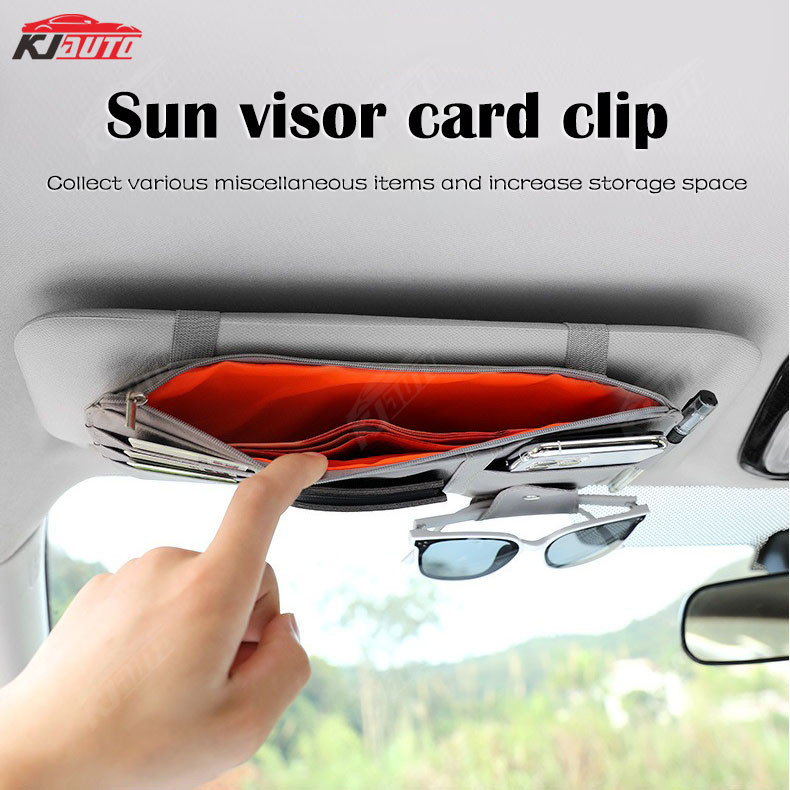 Kẹp lưu trữ tấm che nắng bằng da Honda Túi lưu trữ dung lượng lớn đa chức năng Phụ kiện ô tô tiện lợi và gọn gàng cho Civic Jazz Fit Accord Vezel Brio Cr-V City Hr-V Wrv Spirior