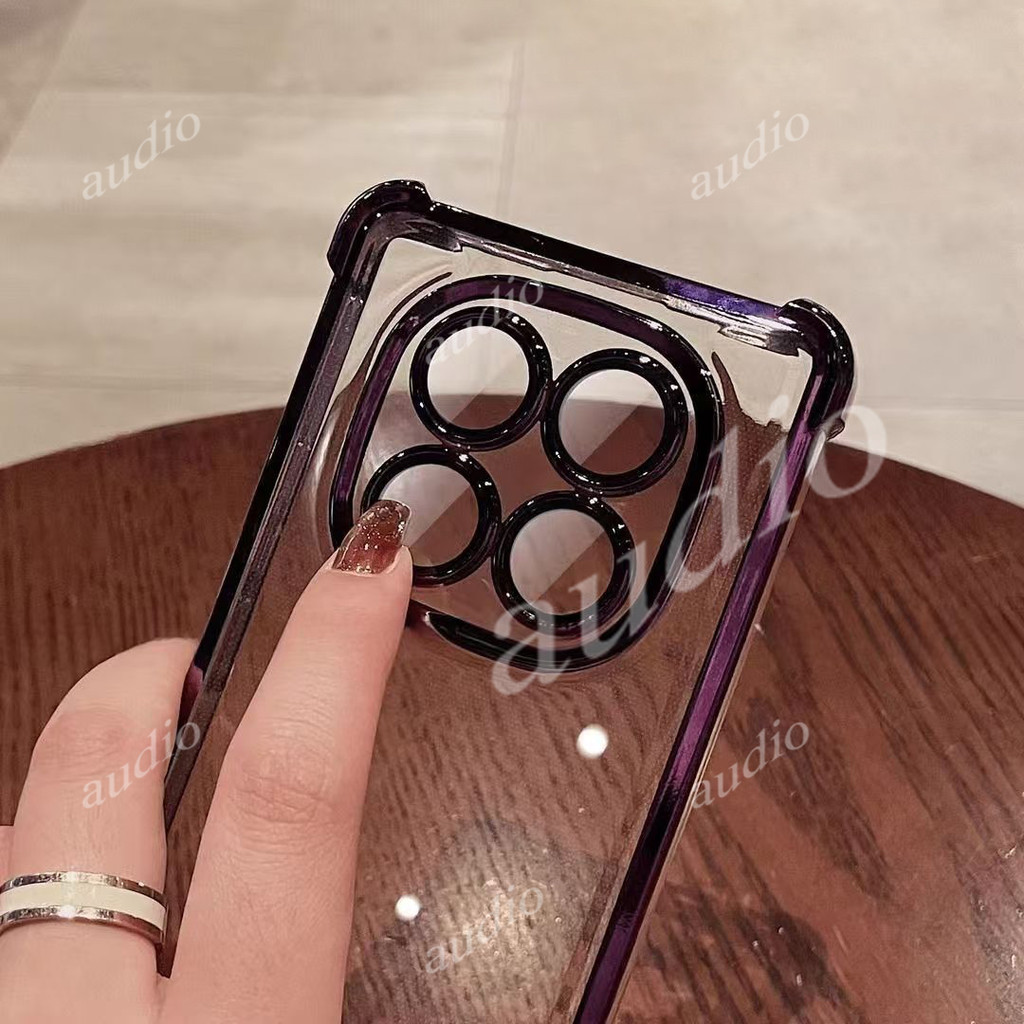Ốp điện thoại trong suốt mạ bốn góc Redmi Note 14 Pro + 5G cho Redmi Note14 Pro Pro + 5G 4G Ốp lưng silicon mềm chống sốc sang trọng cho Redmi Note 14Pro 14Pro + 5G