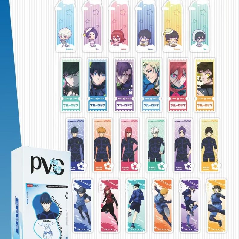 Blue Lock PVC Clear Bookmark Set Bộ đánh dấu trang đọc sách trong suốt & Thẻ sưu tập