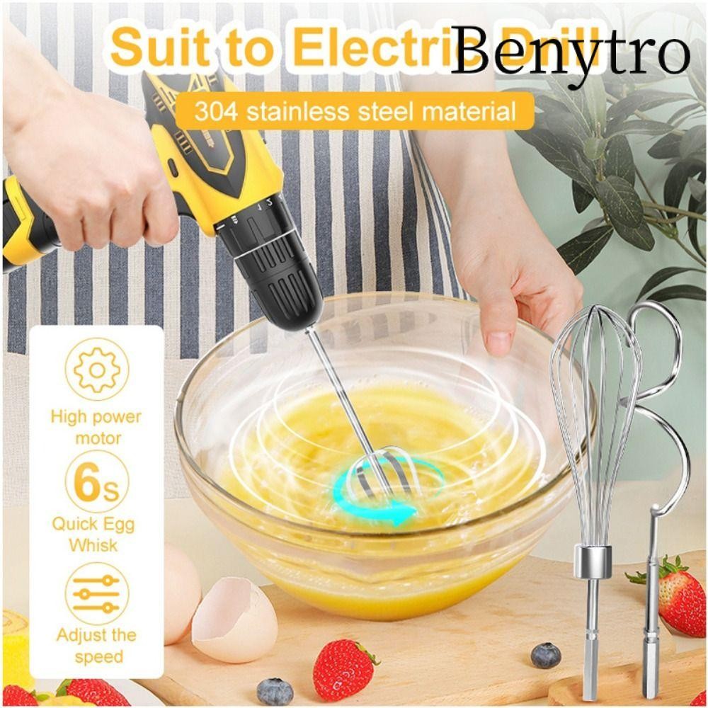 Dụng cụ làm bánh trứng BENYTRO, Máy trộn đánh trứng bền có thể thay thế, Phụ kiện máy khoan điện đa năng bằng thép không gỉ đa năng