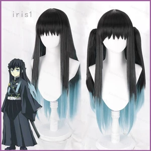 Squ3 Anime Demon Slayer Tokitou Muichirou Cosplay Tóc Giả Kimetsu no Yaiba Halloween Đảng Đạo Cụ