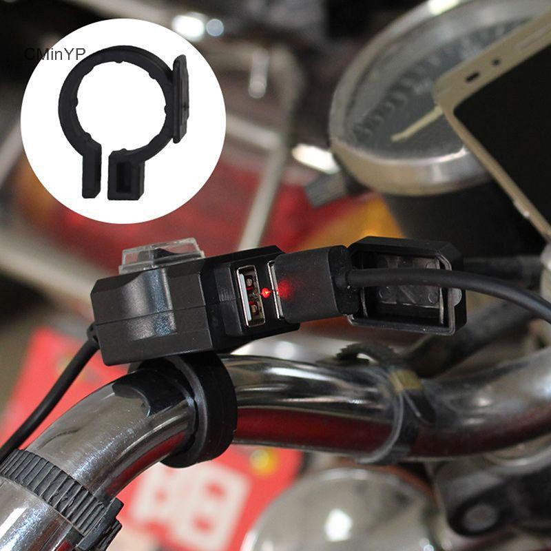 Ổ cắm sạc tay lái xe máy USB 12V chống nước Cyppinp có & giá đỡ Vinh Quang