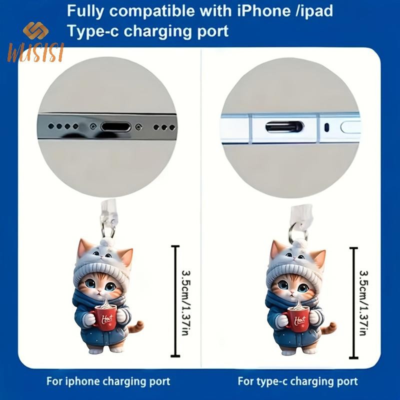 [WUSISI] Ổ cắm cổng sạc chống bụi điện thoại 2D dễ thương cho nút chặn chống bụi Type C Accessorie MỚI