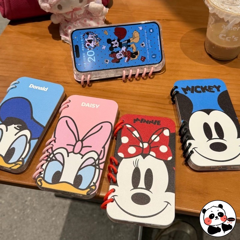 Flip Book Ốp Điện Thoại Cho Samsung Galaxy S25 S24 S23 Ultra A55 A54 A53 A52 A52S A35 A34 A33 A25 A15 F15 M15 A14 5G 4G Ốp Lưng Hoạt Hình Dễ Thương Mickey Minnie Mềm Đế Đứng Vỏ