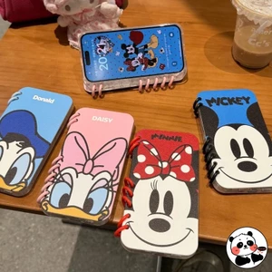 Flip Book Ốp Điện Thoại Cho Samsung Galaxy S25 S24 S23 Ultra A55 A54 A53 A52 A52S A35 A34 A33 A25 A15 F15 M15 A14 5G 4G Ốp Lưng Hoạt Hình Dễ Thương Mickey Minnie Mềm Đế Đứng Vỏ