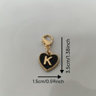 1 Cái Mới 26 Letter Tôm Hùm Khóa Đen Trái Tim Chữ Móc Khóa Thích Hợp Cho Túi, Ví, Hộp Tai Nghe, Chìa Khóa DIY Phụ Kiện Mặt Dây Chuyền