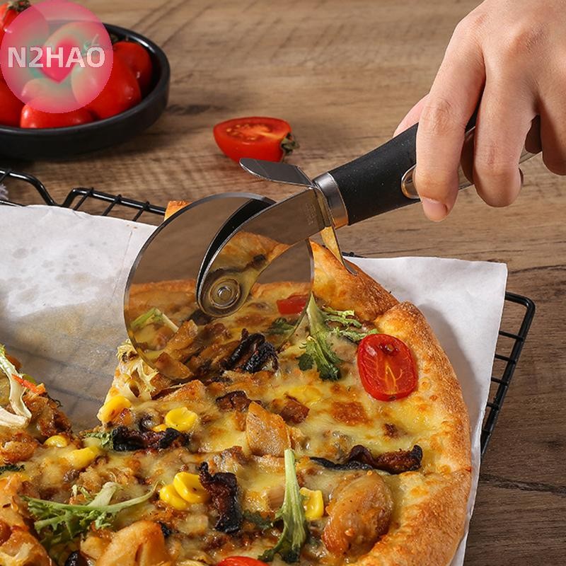 Bánh xe cắt bánh pizza N2HAO bằng thép không gỉ, dễ cắt và làm sạch cho pizza, bánh, vỏ bánh